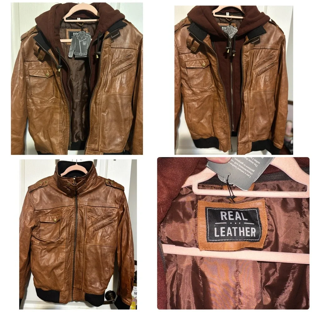 Blingsoul Leather Bomber Jackets Real Lambskin Mens Leather Jacket, sz Med, NWT - Picture 4 of 10